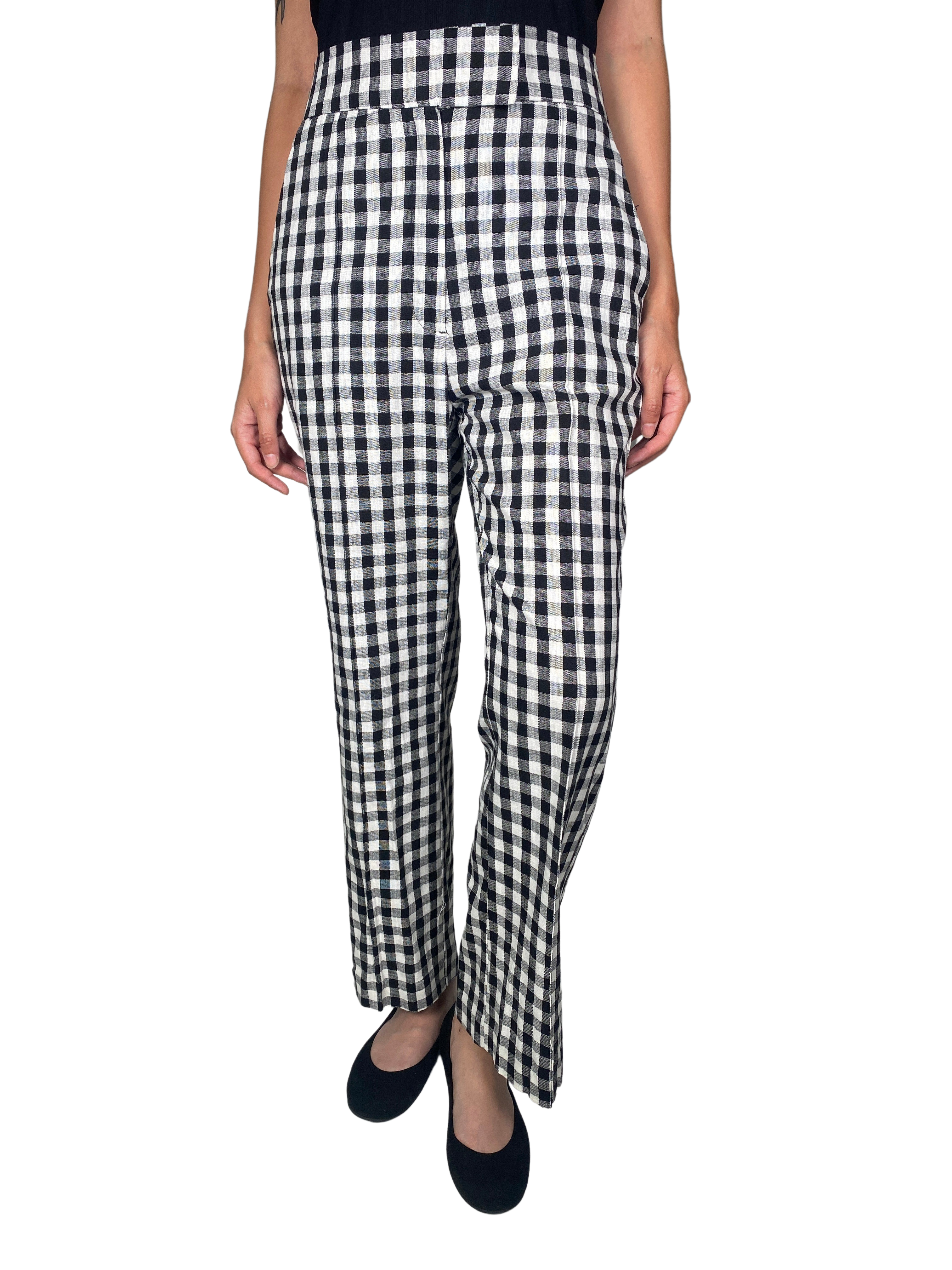 Pantalon cuadros blanco online y negro