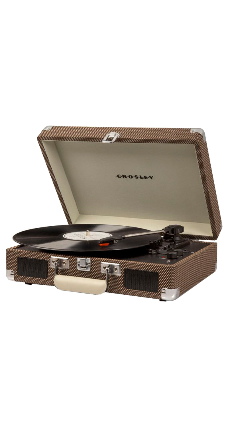  Tocadiscos Crosley CR8005D-BK Cruiser Deluxe de 3 velocidades,  portátil con Bluetooth, negro Sin Bluetooth Tweed : Electrónica