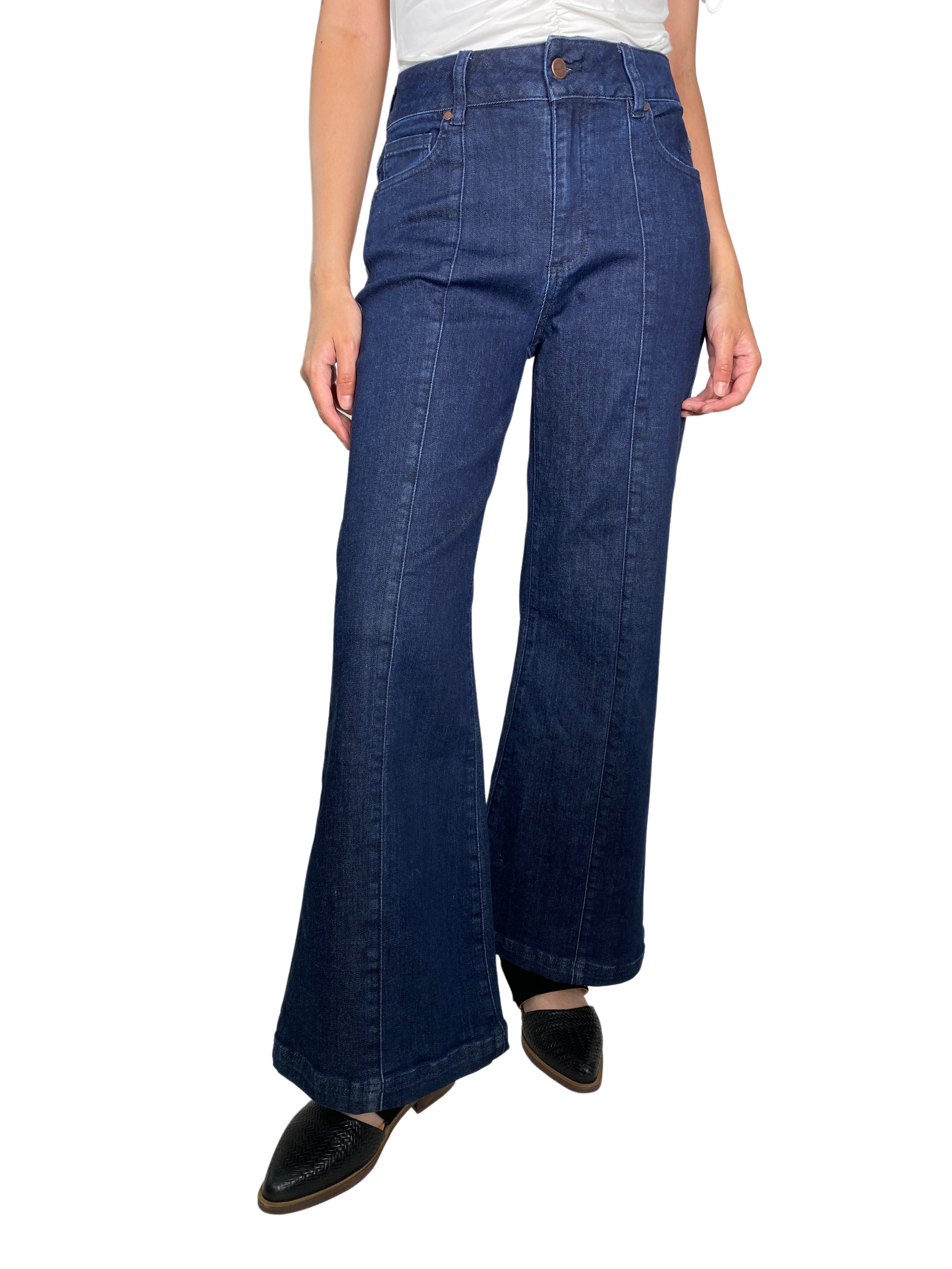 Pantalon denim jean azul clasico parchado - Mau store