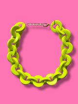 Collar Cadenas Amarillo Fluorescente