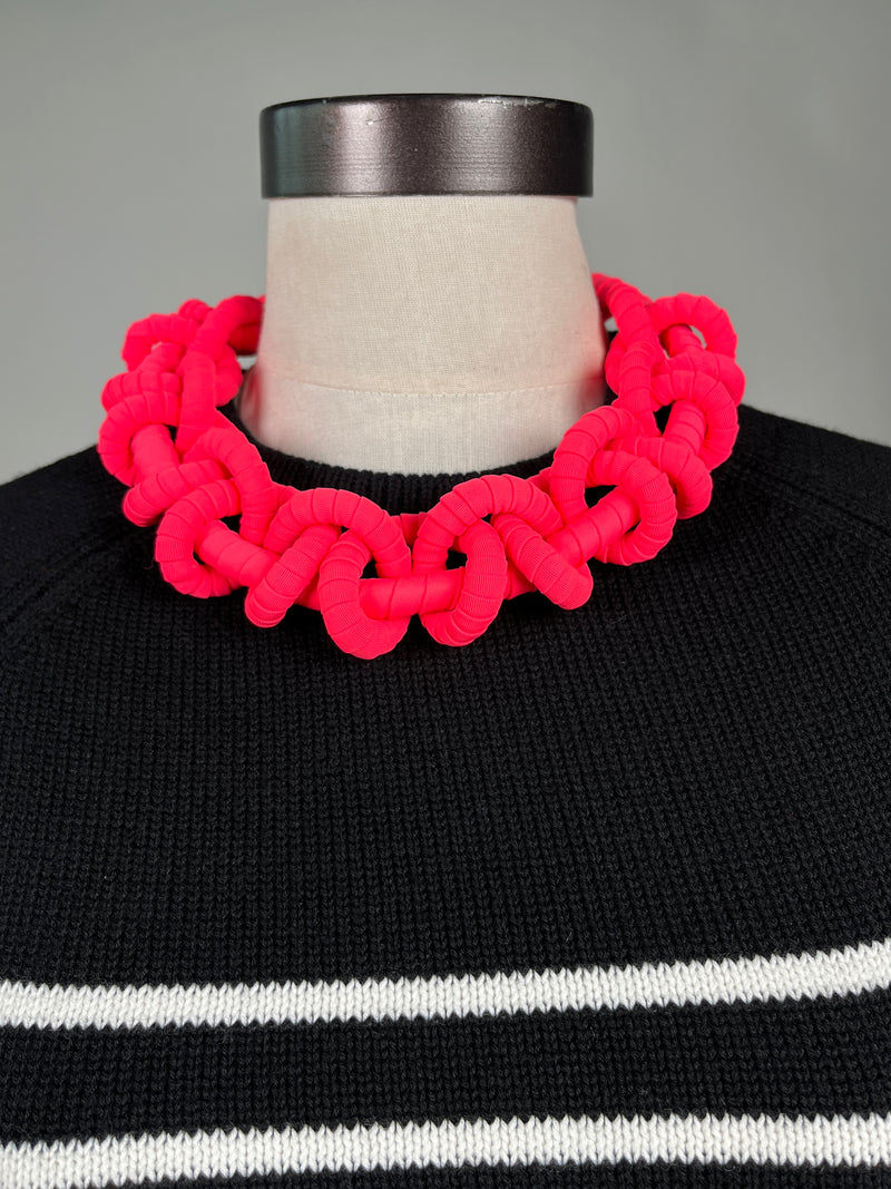 Collar Trenzado Pink Fluorescente S