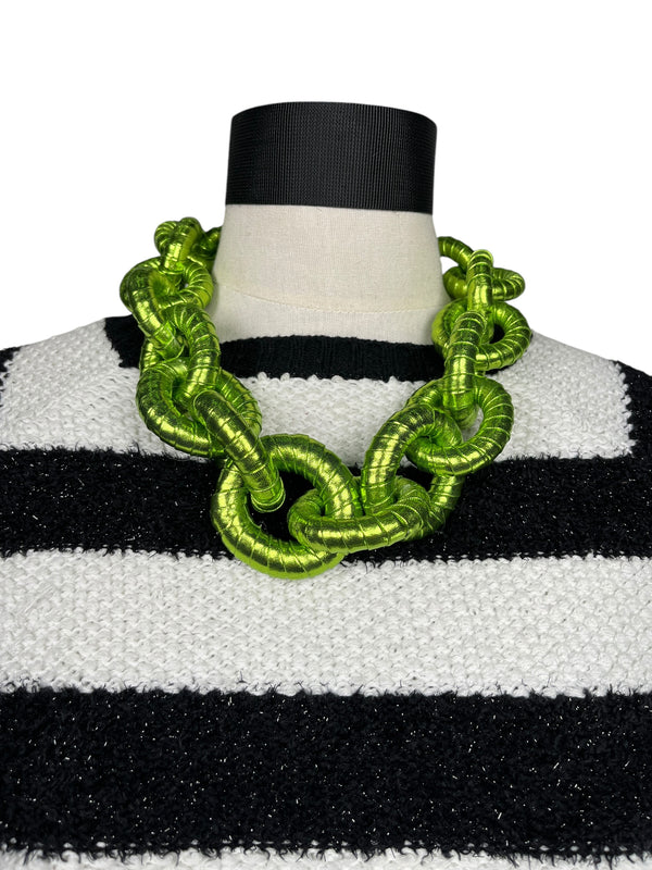 Collar Eslabones Verde Metallic