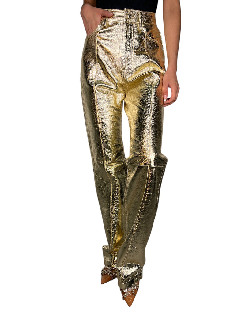 Pantalón Poete Gold Foil Cuero