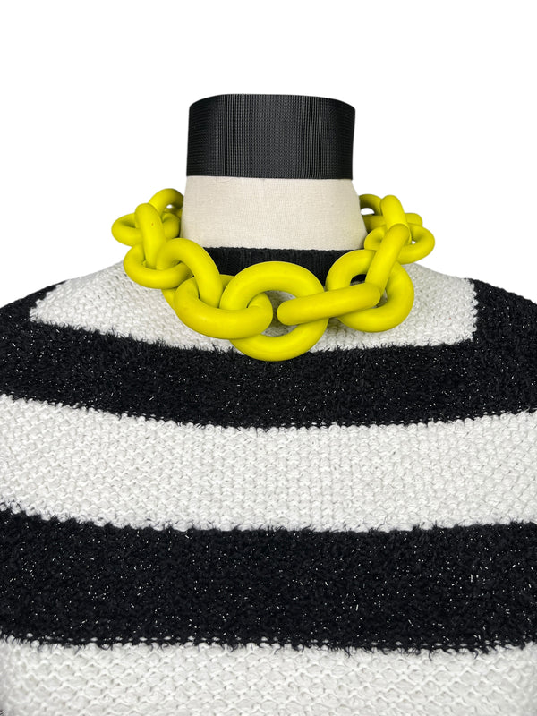 Collar Eslabón Amarillo Fluor