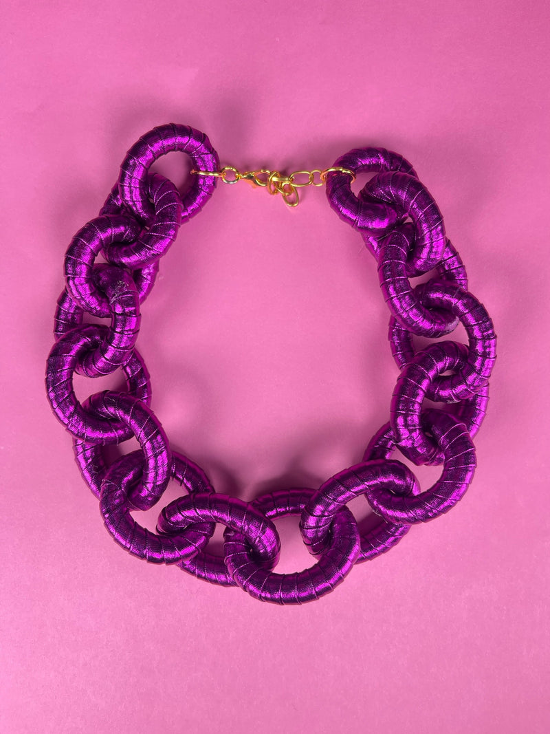 Collar Eslabón Morado Metallic