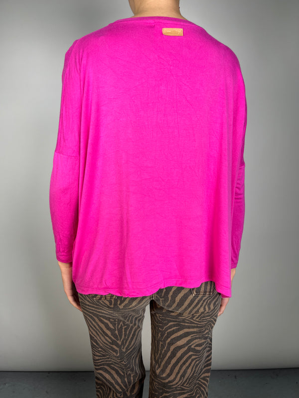 Polera Fucsia Flores