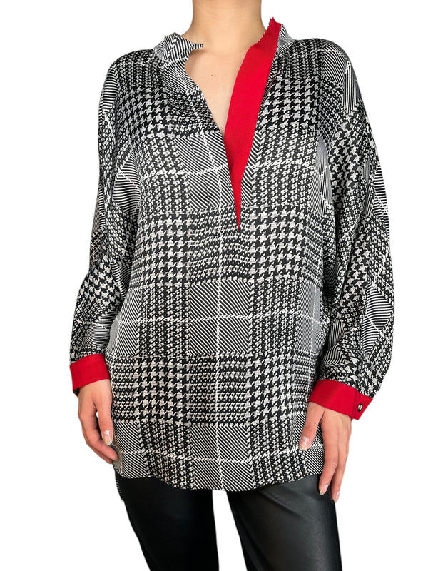 Blusa Houndstooth Viscosa