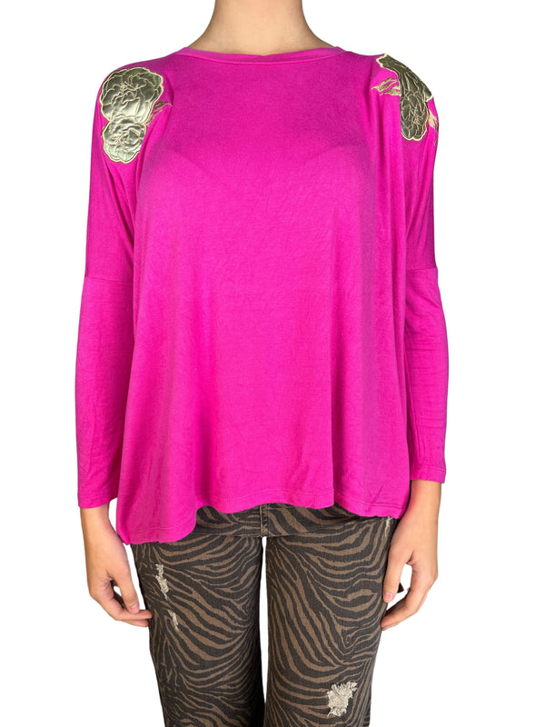 Polera Fucsia Flores