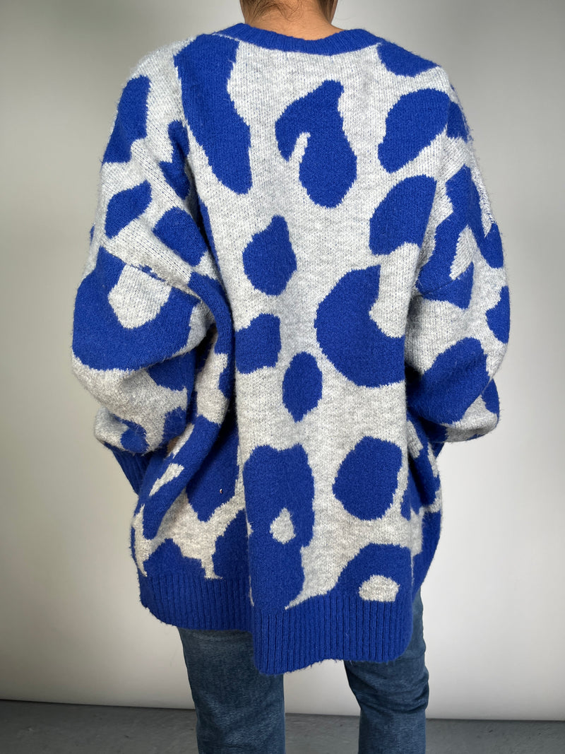 Sweater Tejido Blue Leopard