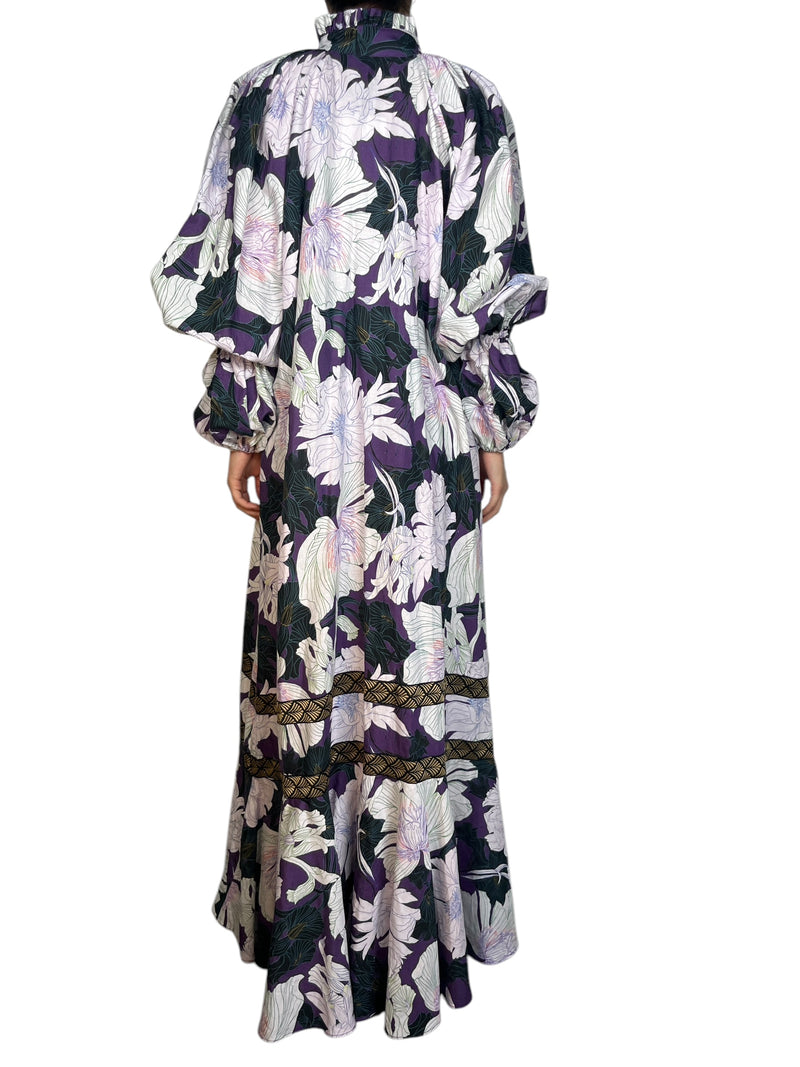 Vestido Floral Art Violet Manantiales Lino