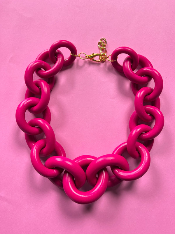 Collar Eslabon Fucsia