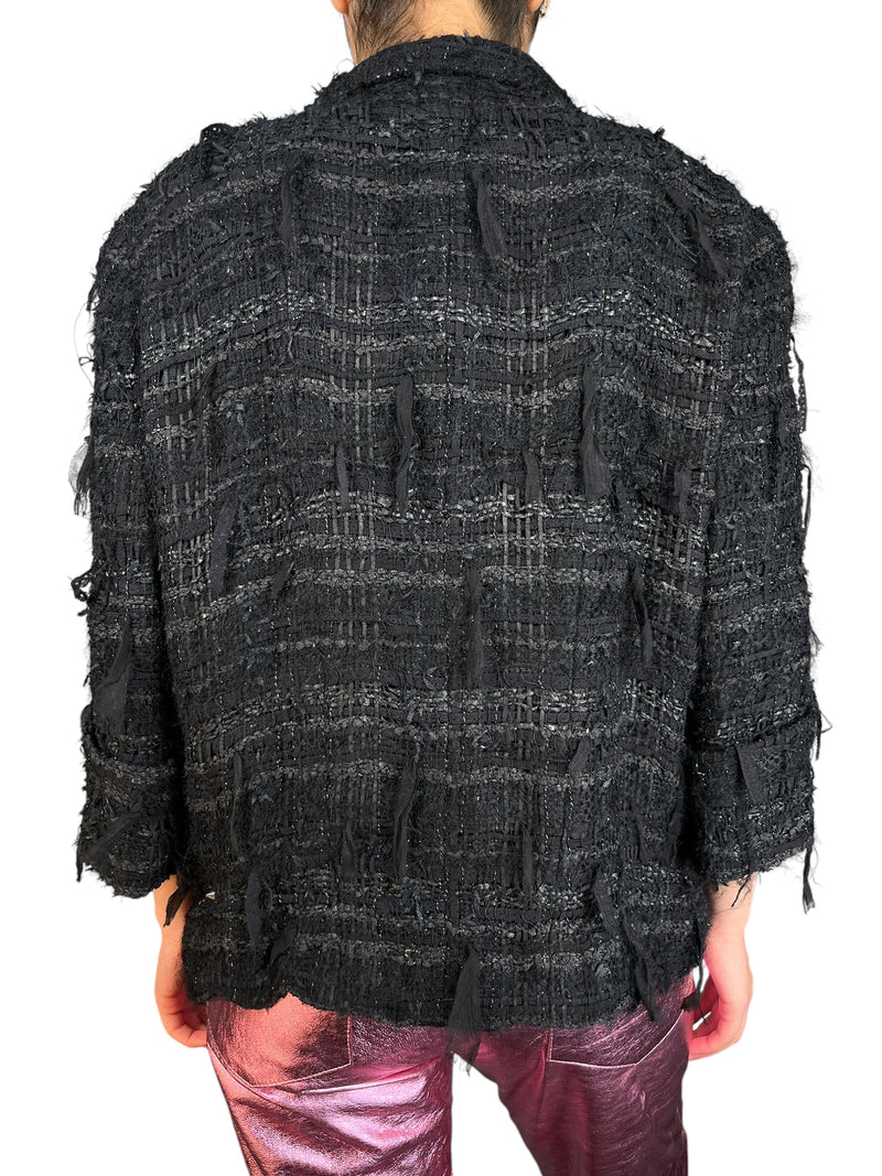 Chaqueta Tweed Negro Effiloche