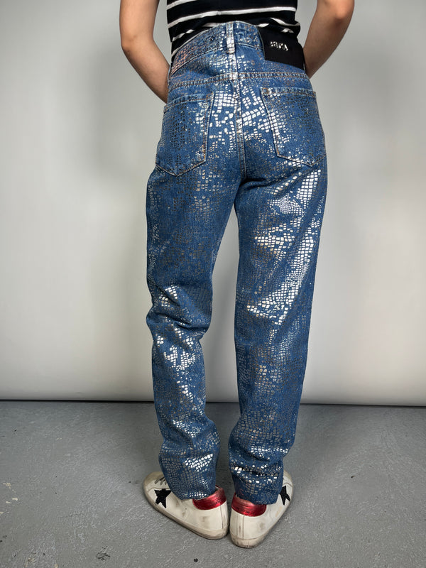 Jeans Slim Estampado Metalizado