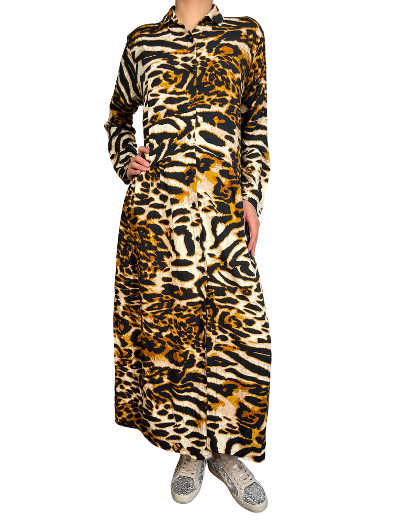 Vestido Animal Print Botones