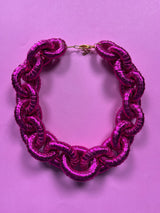 Collar Eslabón Fucsia Metallic