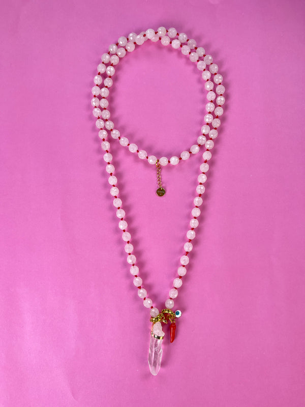 Collar Cuarzo Rosa Amuletos