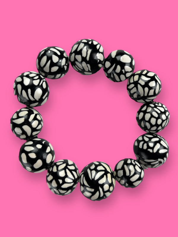 Pulsera Esferas Black and White