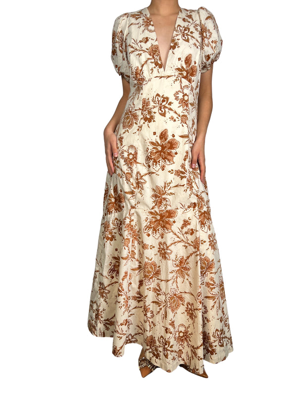 Vestido Beige Flores