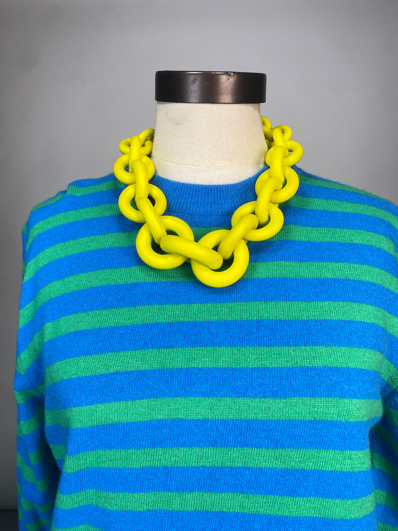 Collar Eslabón Amarillo Fluor