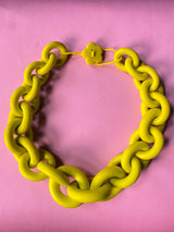 Collar Eslabón Amarillo Fluor