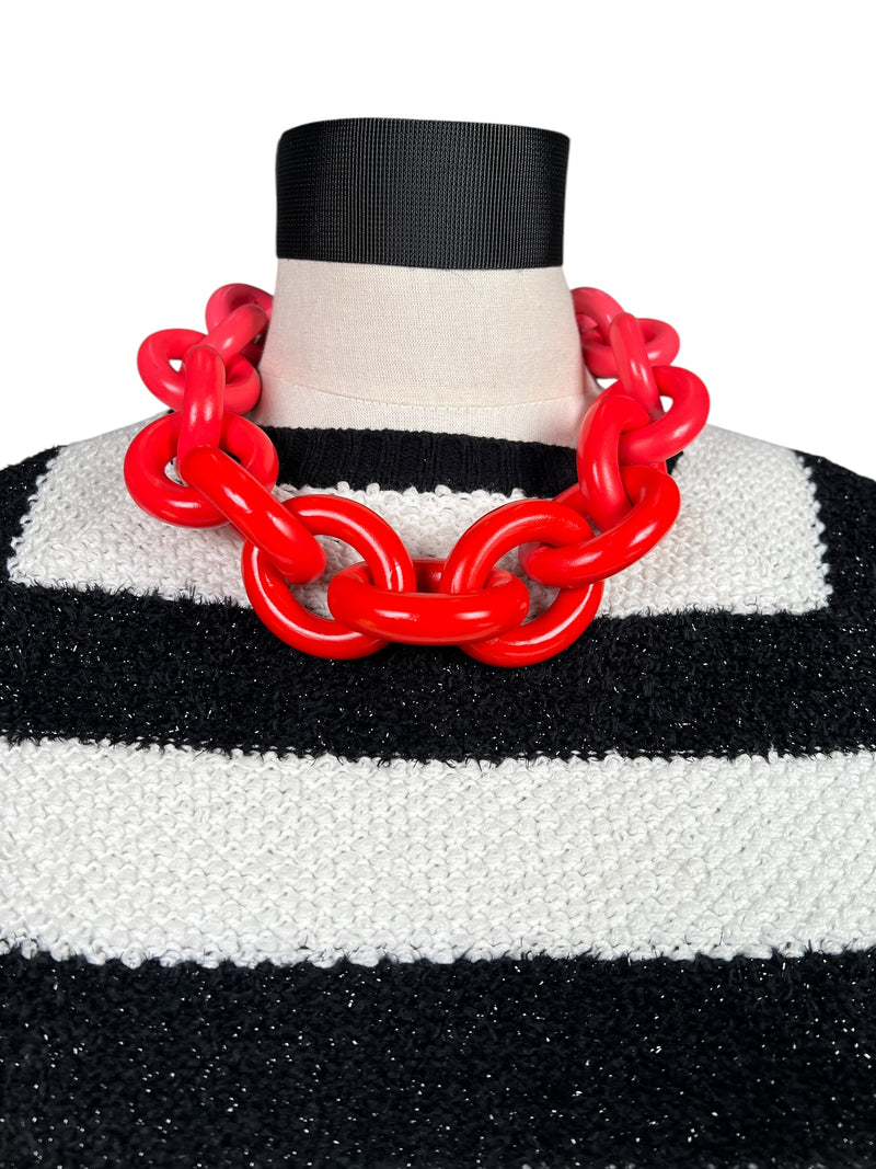 Collar Eslabón Degradé Rojo a Rosa Pastel