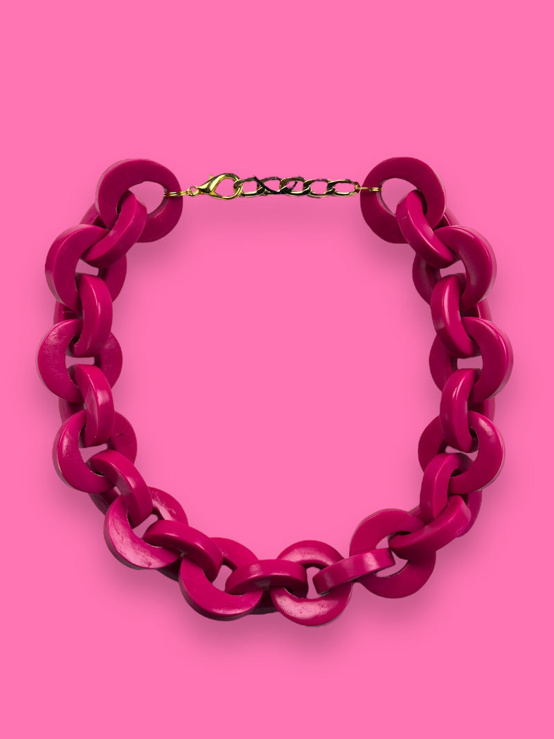 Collar Fucsia Cadenas