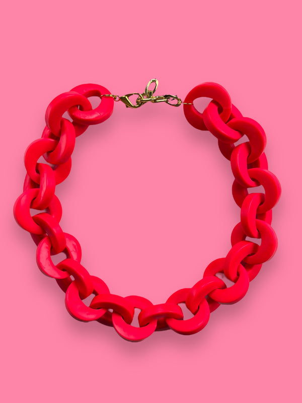 Collar Cadenas Pink Fluorescente