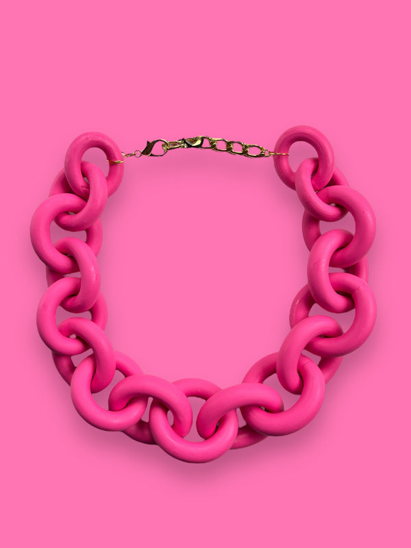 Collar Eslabón Rosa Pastel