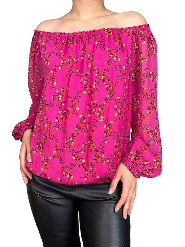 Blusa Kamber Pink Floral Seda