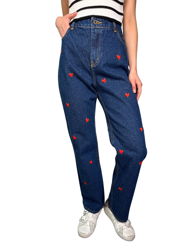 Jeans Corazones Bordados