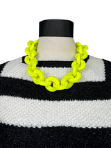 Collar Cadenas Amarillo Fluorescente