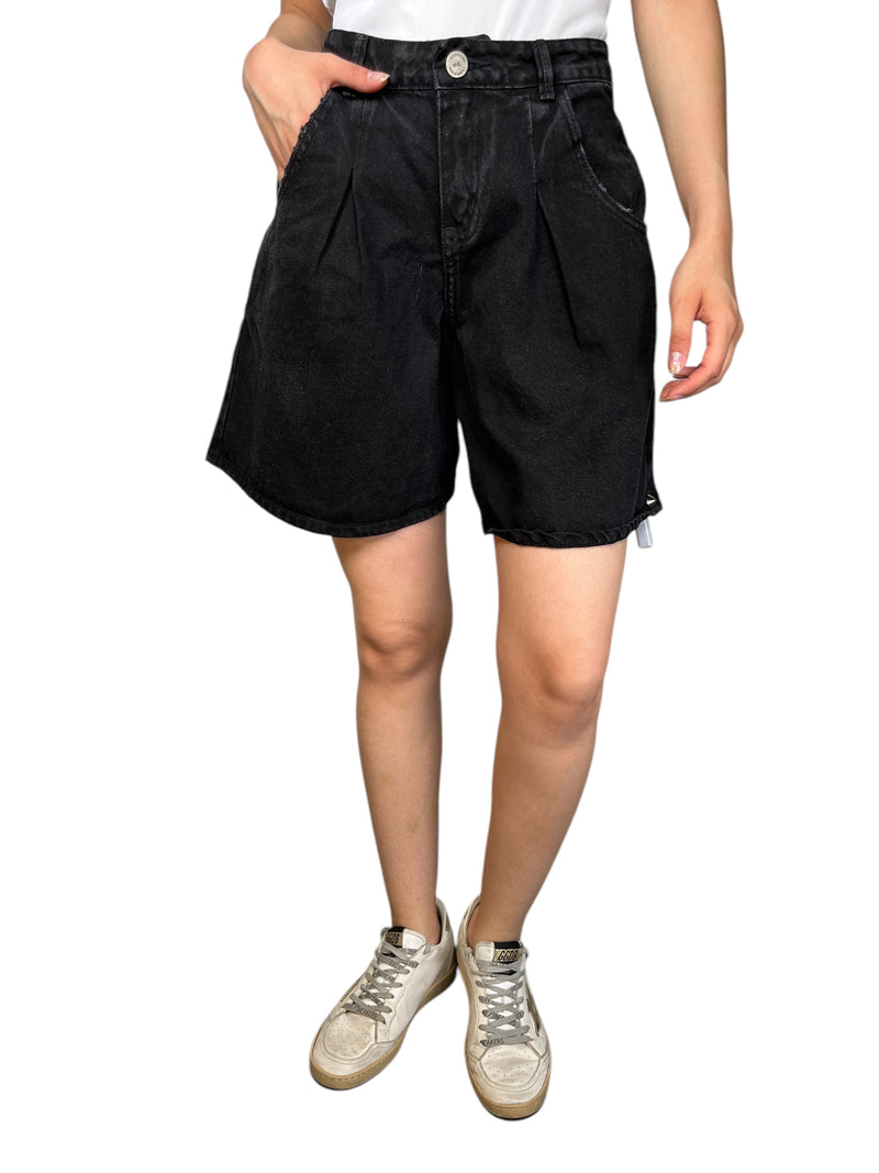 Short Denim Pinzas Negro