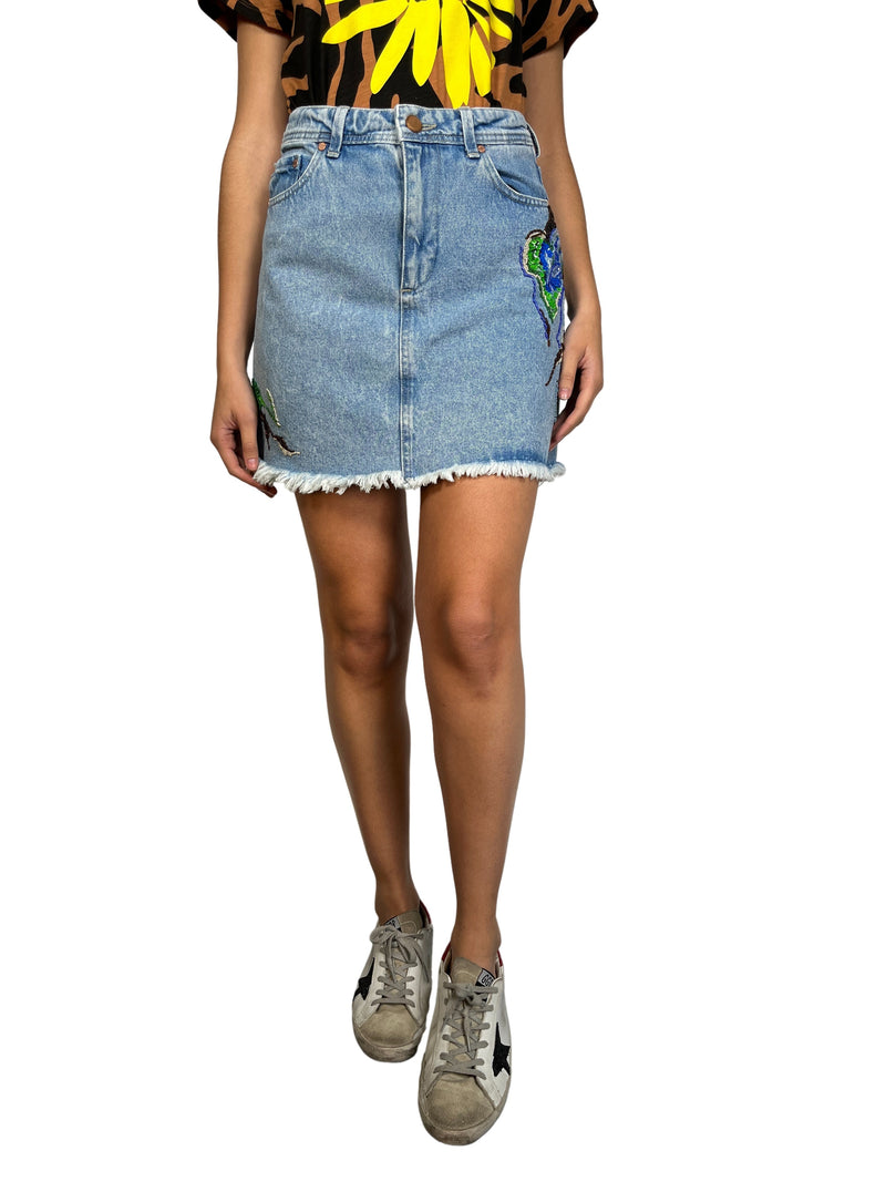 Falda Denim con  Aplicaciones