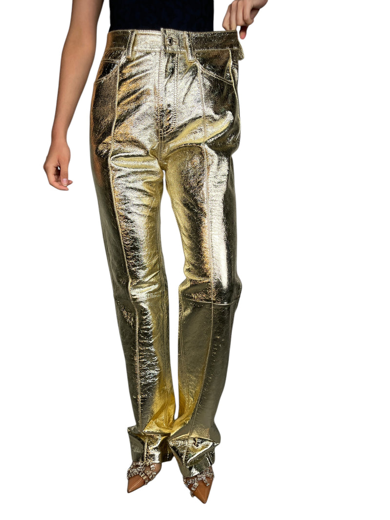 Pantalón Poete Gold Foil Cuero