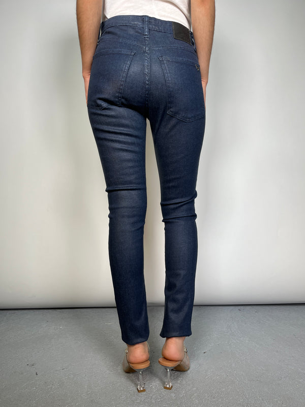 Jeans Slim Satin Blue