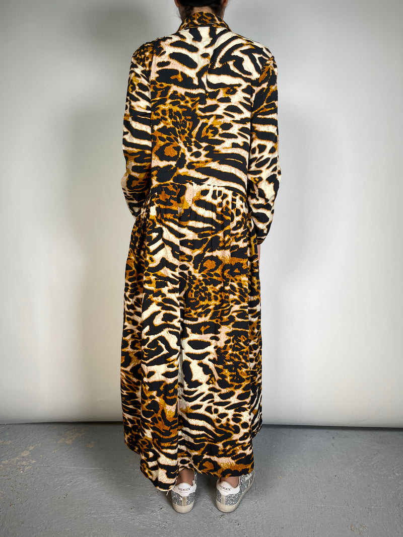 Vestido Animal Print Botones