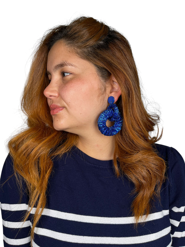 Aros Lurex Azul XL