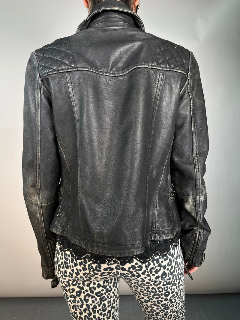 Chaqueta Cuero Biker Efecto Envejecido