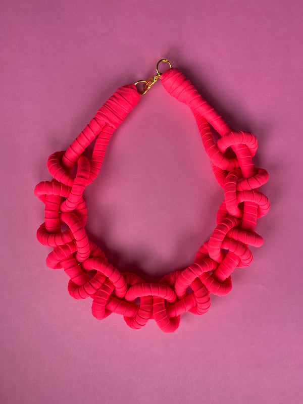 Collar Trenzado Pink Fluorescente S