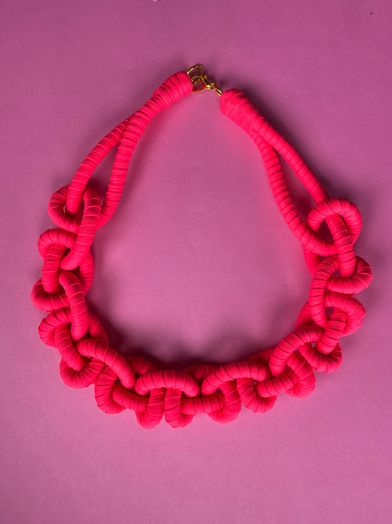 Collar Trenzado Pink Fluorescente M