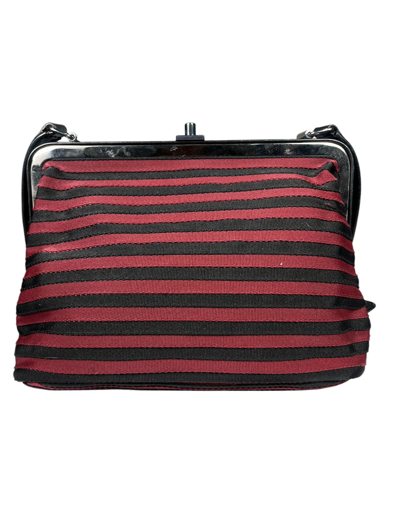 Cartera Rayas Burdeo Y Negro