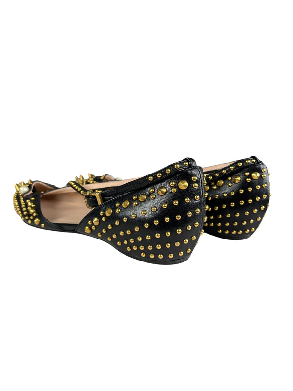 Flats Unia Tachas Cuero