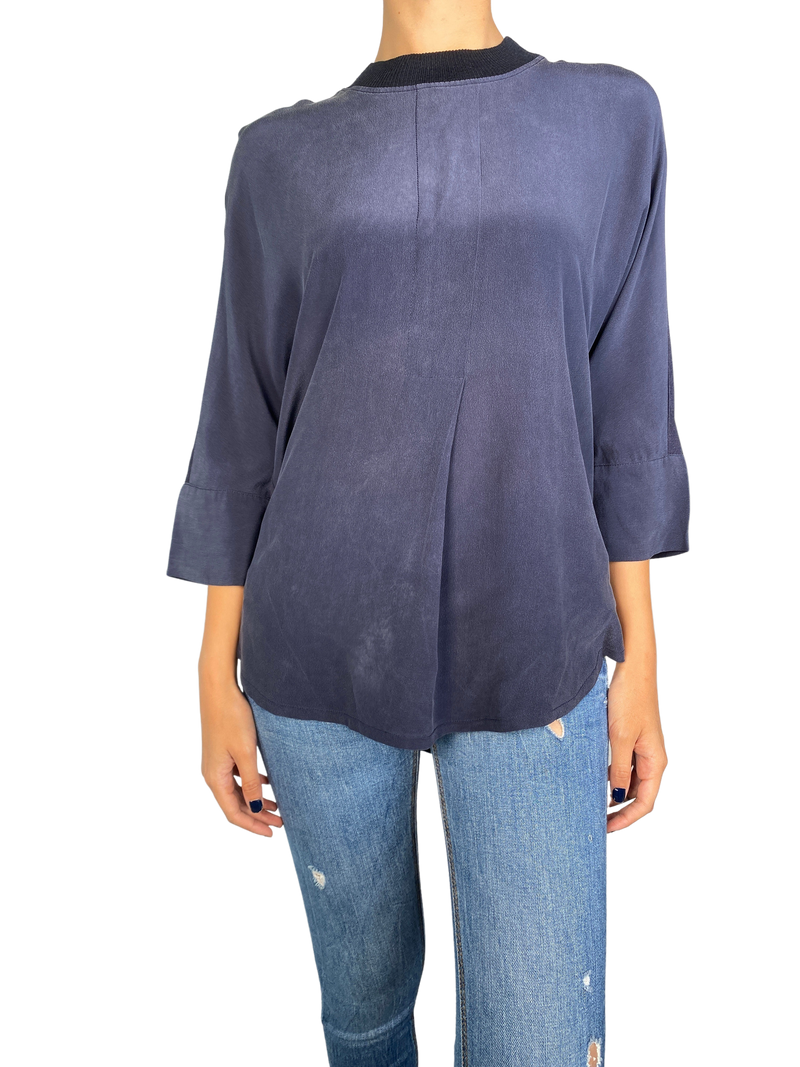 Blusa Seda / Lana Azul