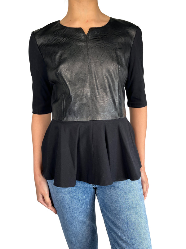 Blusa Cuero Vegano y Viscosa