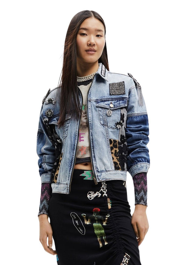 Chaqueta Desigual Vaquera Trucker Patch Azul - Calce Regular