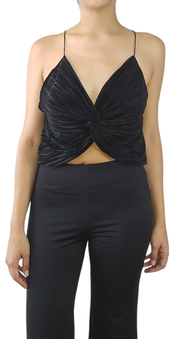 Crop Top Plisado Negro