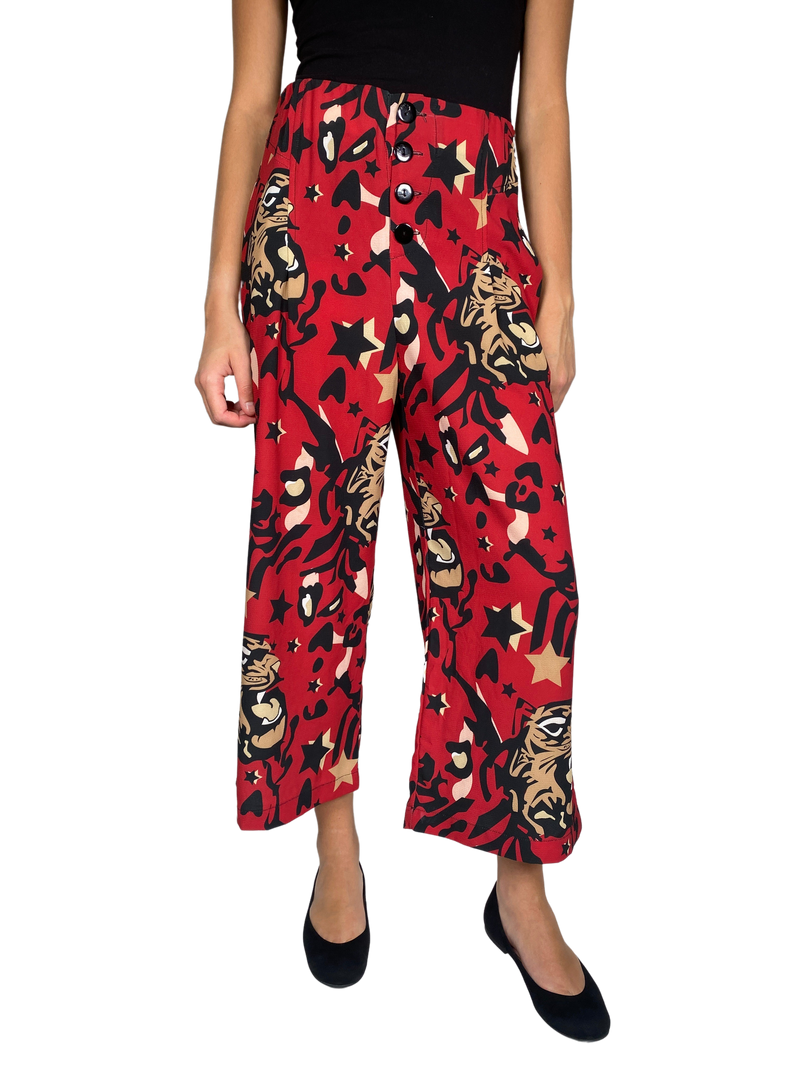 Pantalon Rojo Estampado