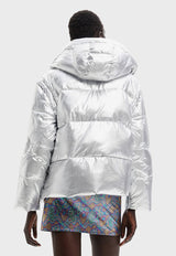 Parka Desigual Plateado - Calce Oversize