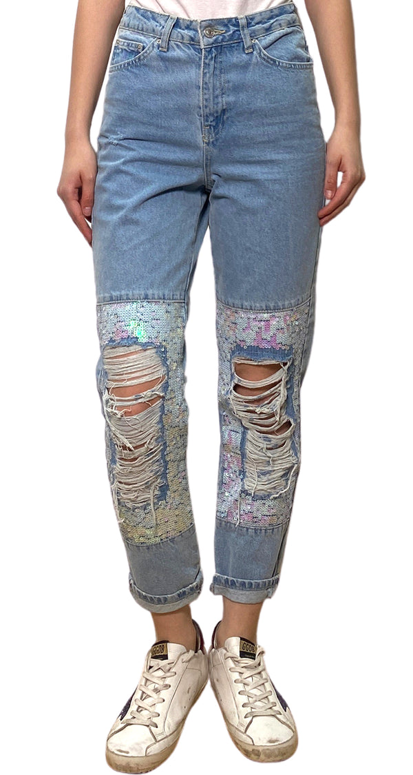 Jeans Mom Lentejuelas