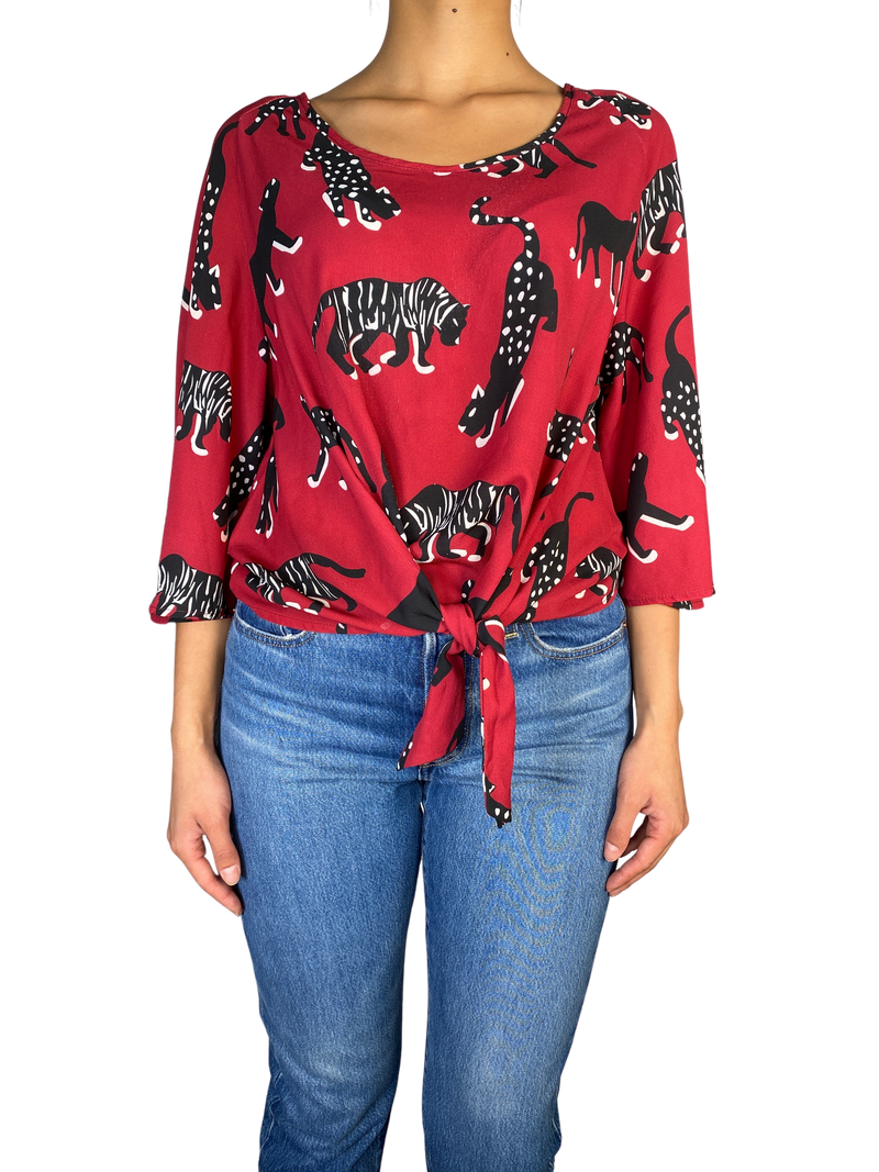 Blusa Morada Estampado Tigre / Leopardo